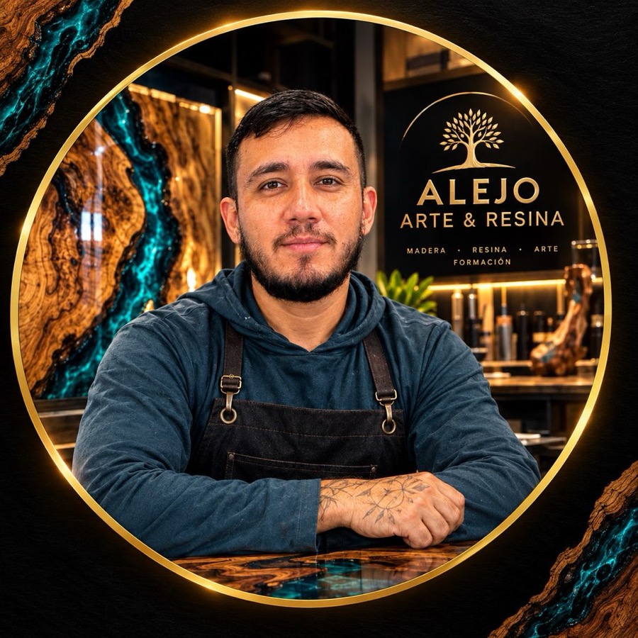 Alejandro Escalante, de Alejo Arte & Resina, en su taller